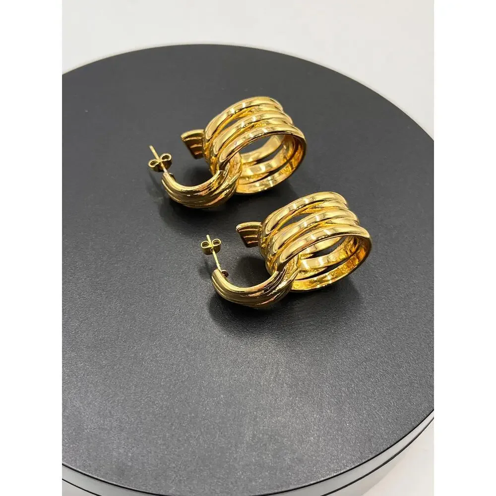 Oma The Label The Idea 18k Gold‎ Plated Chunky Hoop Statement Earring